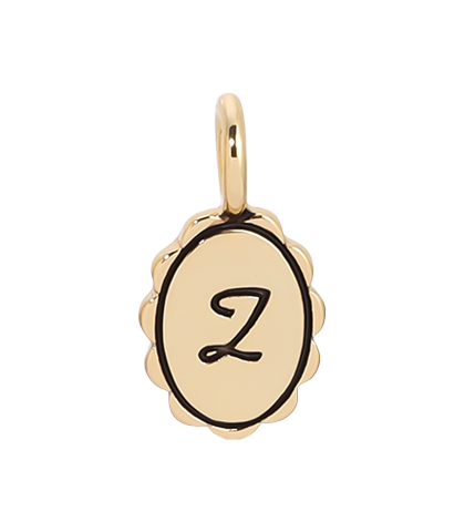 Gold charm with the letter "Z".