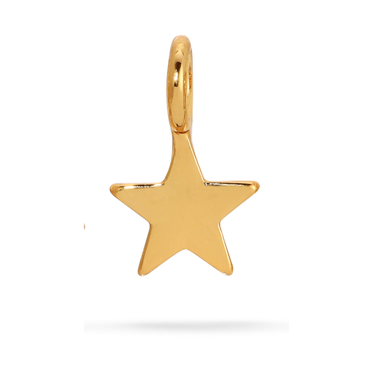 A gold star charm with a circular loop at the top.
