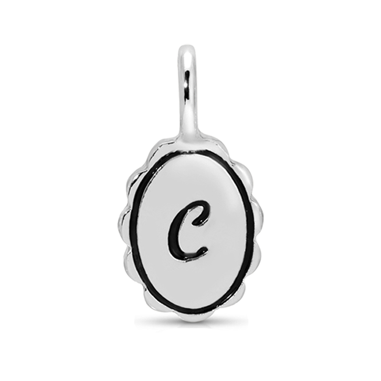 Silver charm pendant with the letter "C".