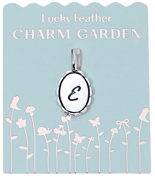 Lucky Feather Charm Garden charm with the letter "E".