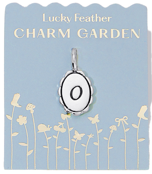 Charm Garden card with letter "O" pendant.