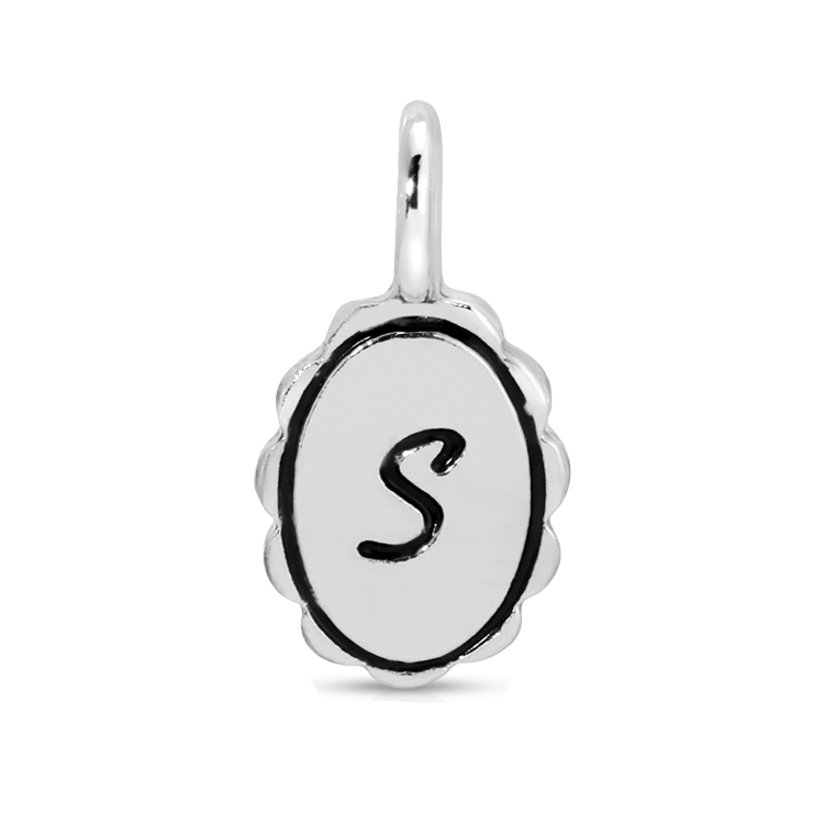 Silver pendant charm with the letter "S".