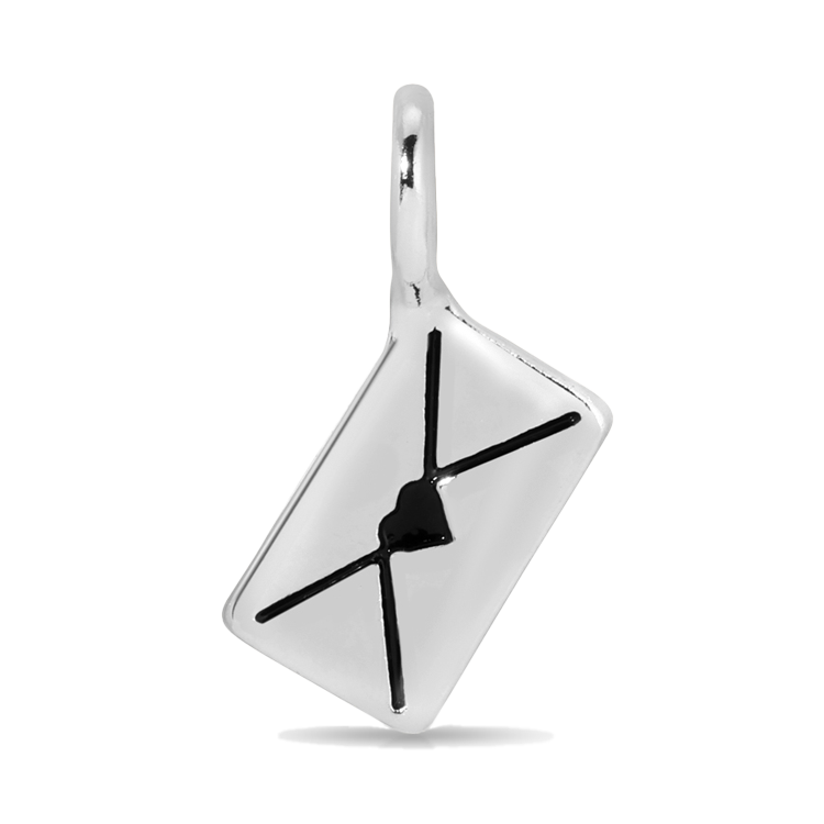 Silver pendant in the shape of a sealed envelope.
