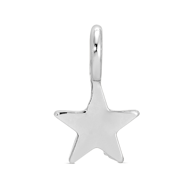 A small silver star charm hangs from a ring.