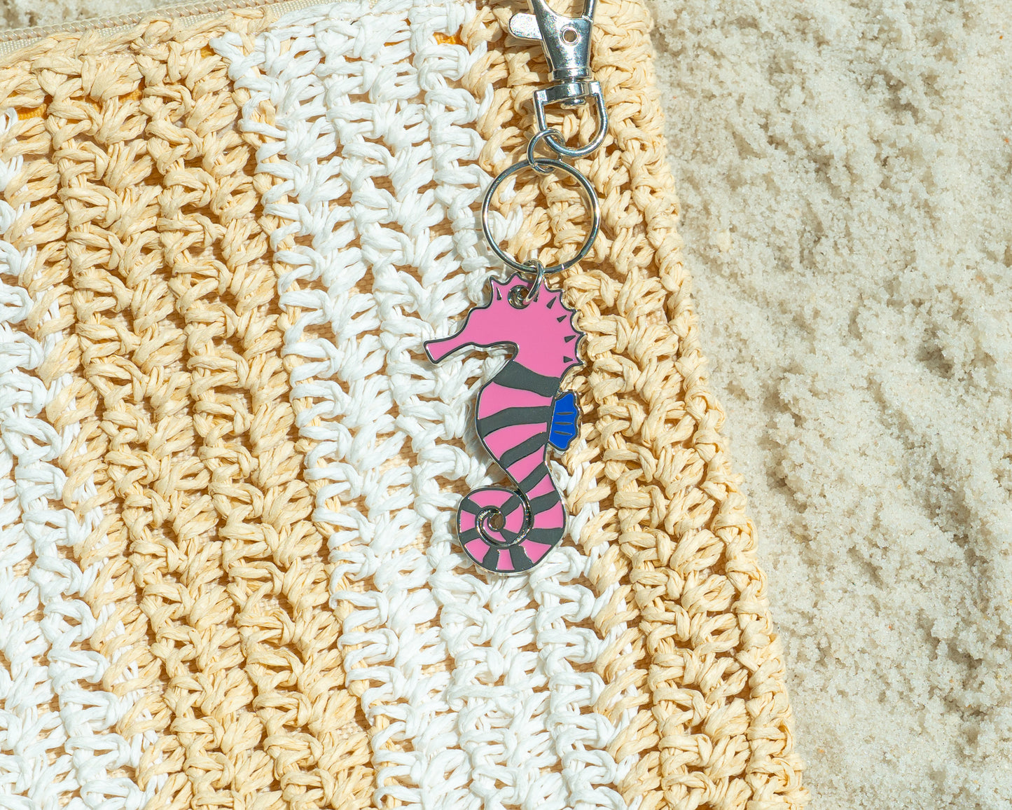 Ocean Life (new) Keychain - Silver - Seahorse