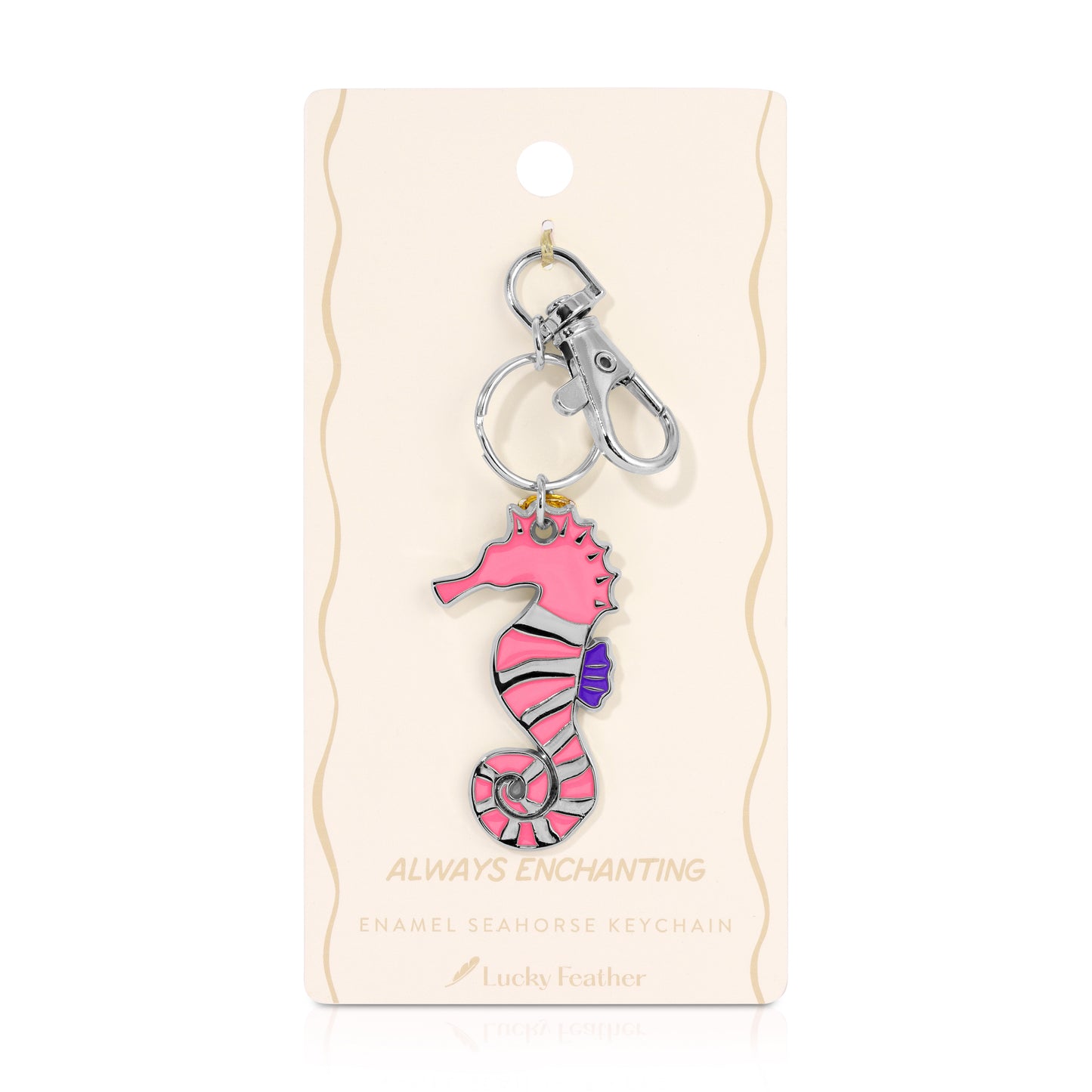 Ocean Life (new) Keychain - Silver - Seahorse