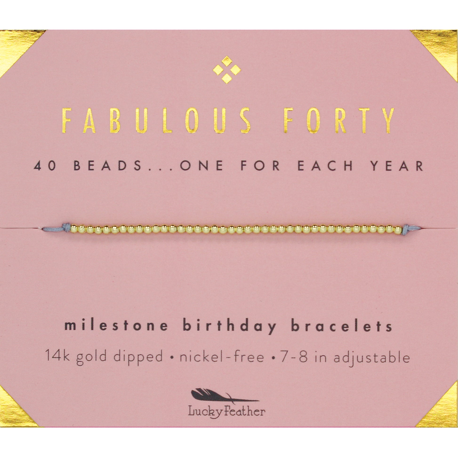 A 'Fabulous Forty' milestone birthday bracelet with 40 gold beads.
