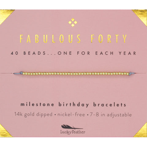 A 'Fabulous Forty' milestone birthday bracelet with 40 gold beads.