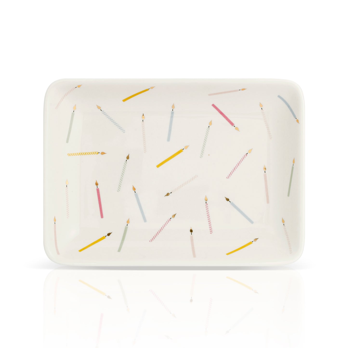 Rectangular serving tray with a birthday candle pattern.