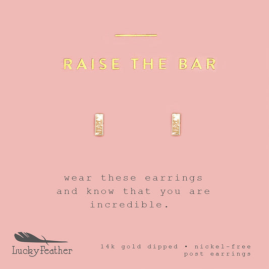 Promotional image for Lucky Feather 14k gold-dipped, nickel-free post earrings.