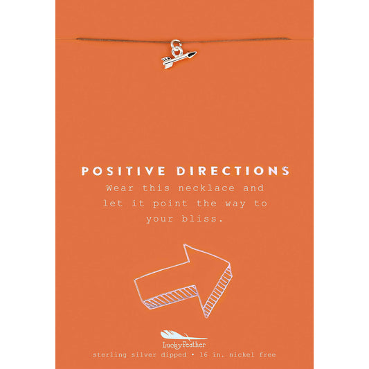 Arrow charm necklace on an orange display card with inspirational text and arrow graphic.