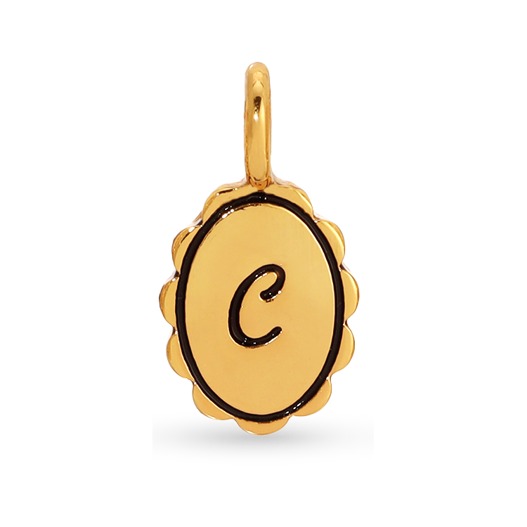 Charm Garden - Scalloped Initial Charm - Gold - C