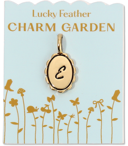 Charm Garden - Scalloped Initial Charm - Gold - E