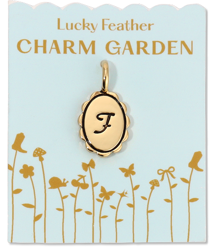 Charm Garden - Scalloped Initial Charm - Gold - F
