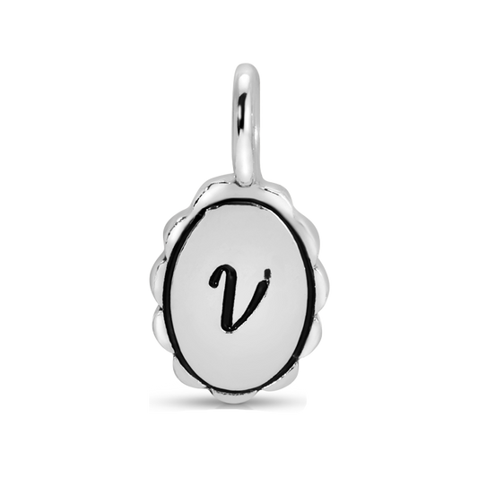 Charm Garden - Silver - Scalloped Initial Charm - V