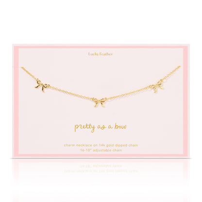 Beautiful Bow Trio Charm Necklace