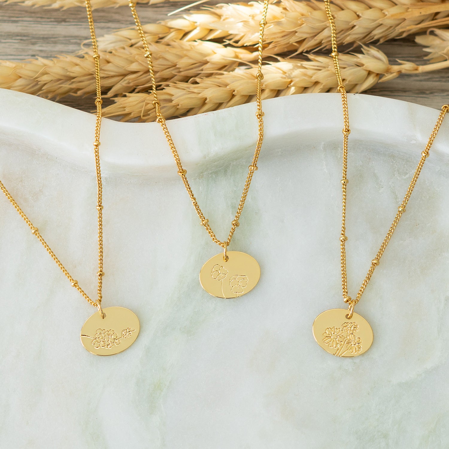 Disc Necklace Necklace With Date Of Birth Enamel Birth Flower