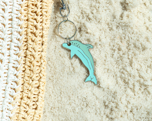 Ocean Life (new) Keychain - Silver - Dolphin