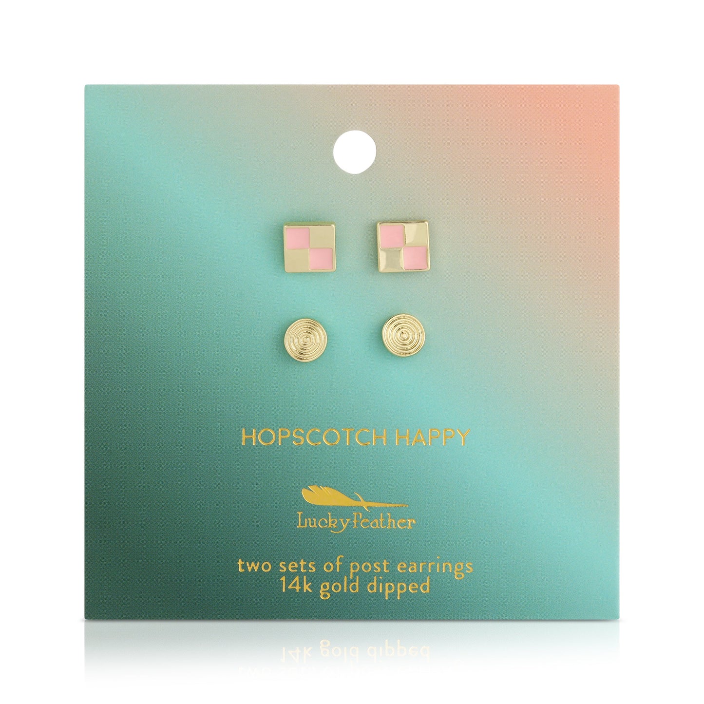 Hopscotch Happy - Checkerboard + Swirl Studs