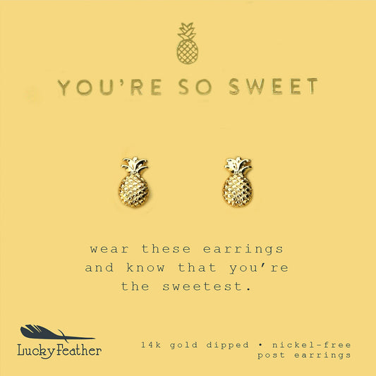 You're So Sweet - Gold Pineapple Earrings