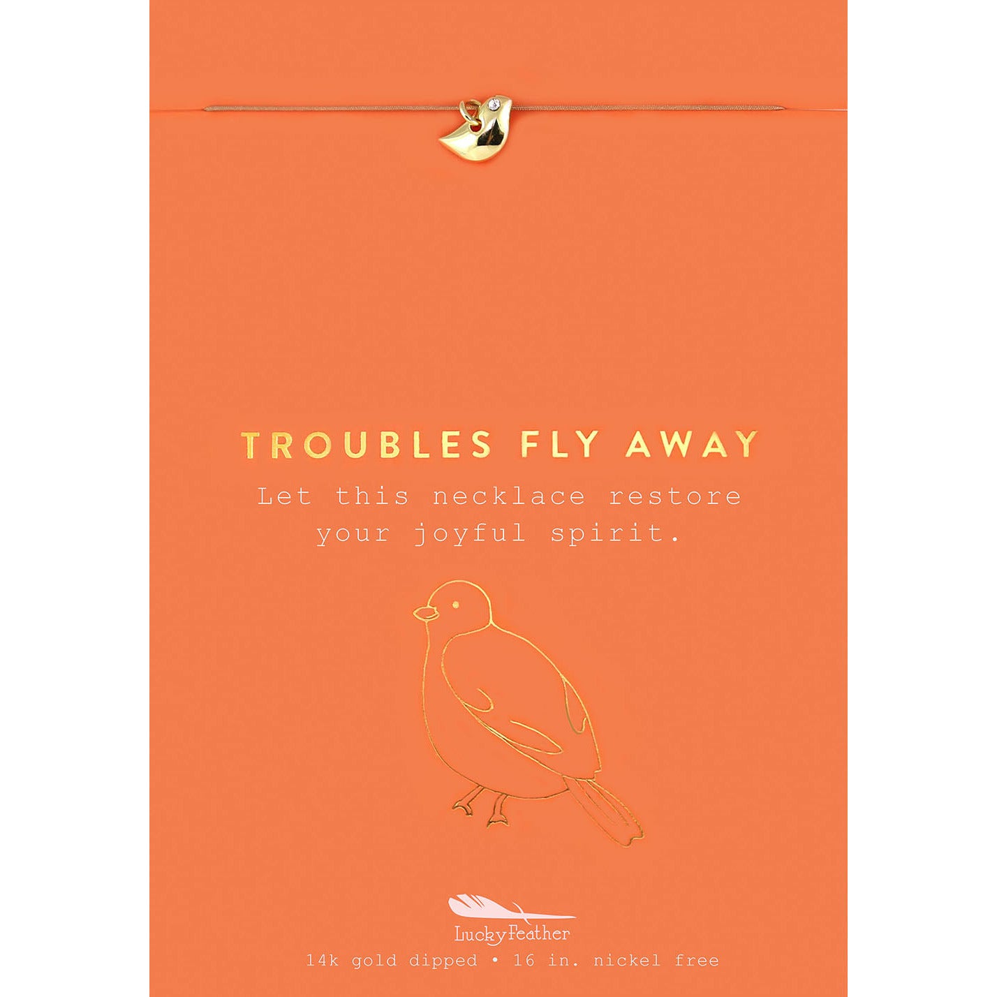 Troubles Fly Away - Gold Bird Necklace